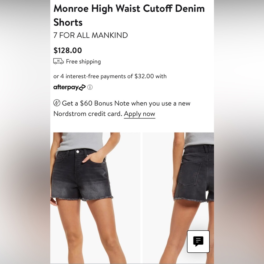 7 for all Mankind Monroe cut the off shorts size 31 new